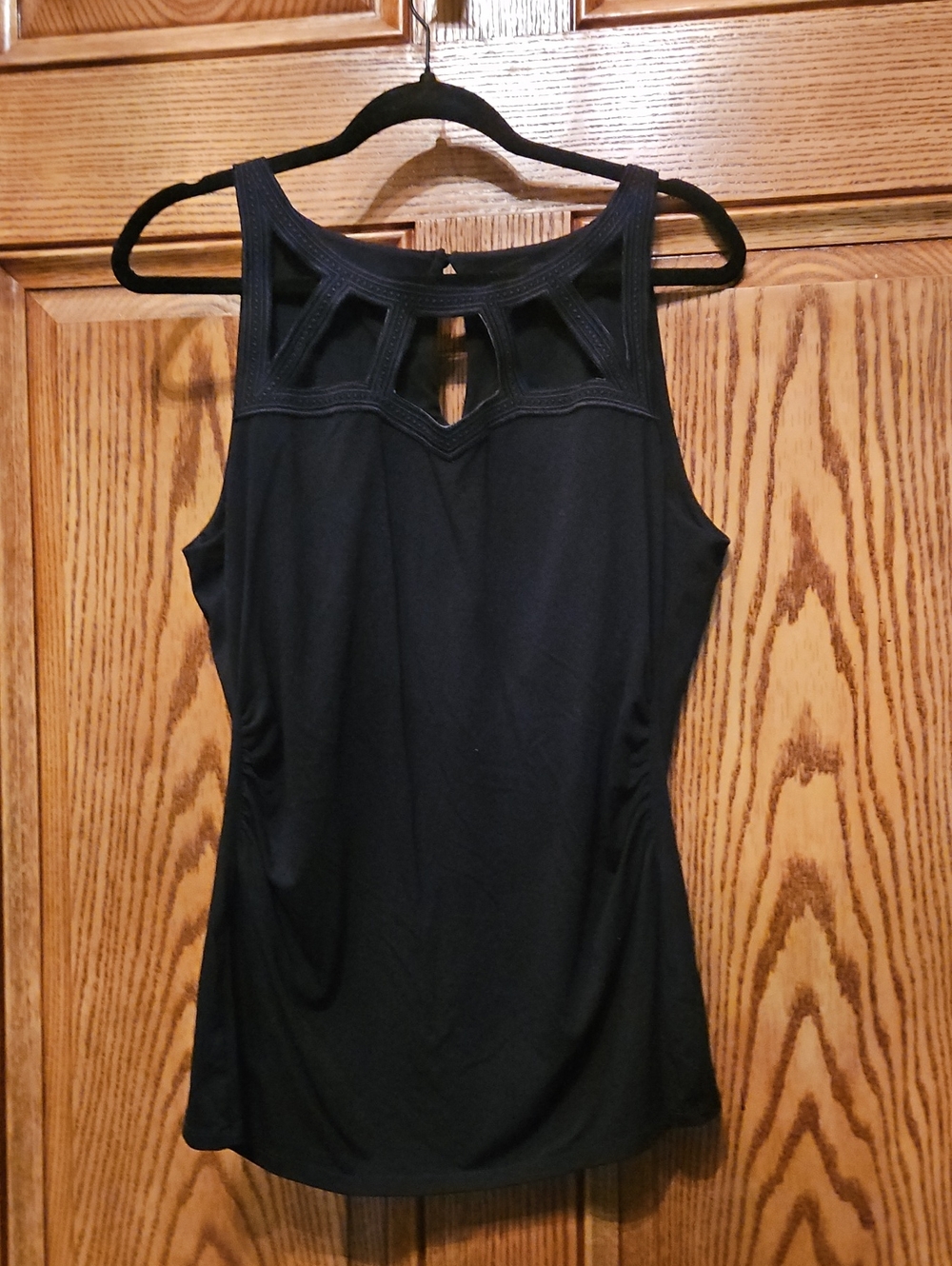 White House Black Market Black Sleeveless Tank with Decorative Keyhole Back